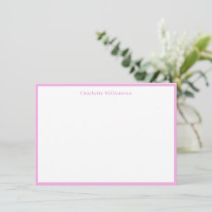 Bold Typography Personalised Name Pink Border Thank You Card