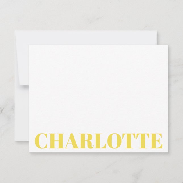 Bold Typography Personalised Yellow Name     Card (Front)