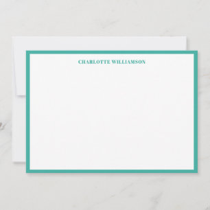 Bold Typography Personalized Name Teal Border Thank You Card