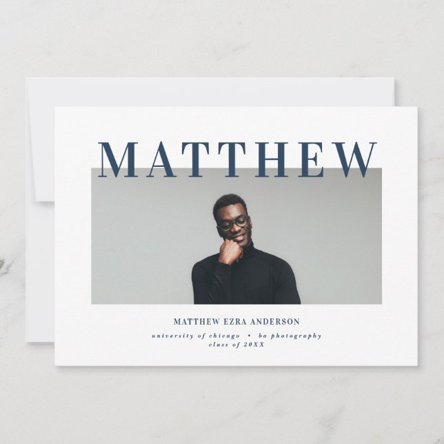 Bold typography photo graduation party invite (Front)