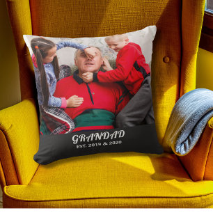 Bold Typography Photo Grandad Established Cushion