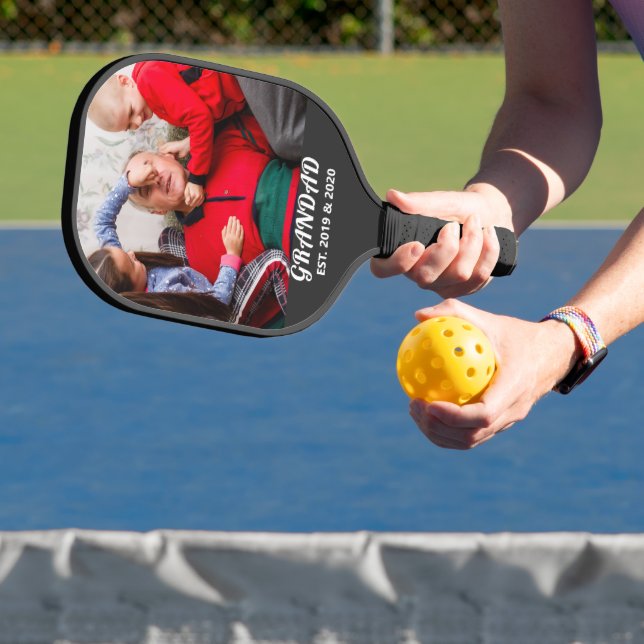 Bold Typography Photo Grandad Established Pickleball Paddle (Insitu)