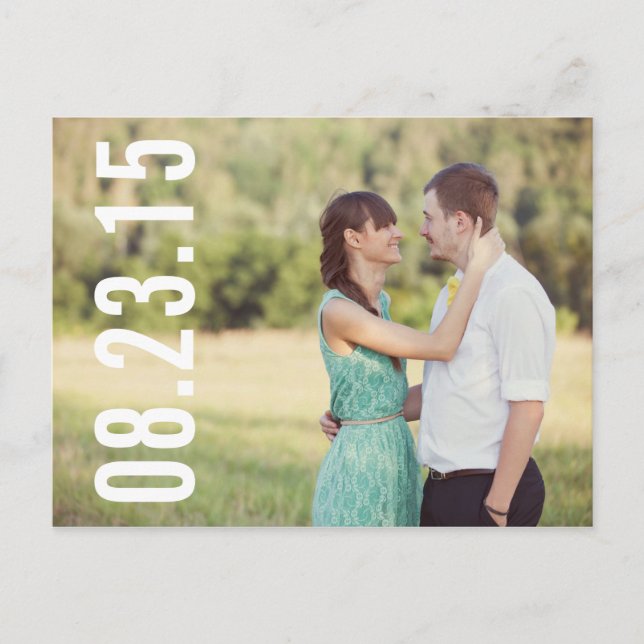 BOLD TYPOGRAPHY | PHOTO SAVE THE DATE POSTCARD (Front)