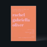 Bold Typography Pink and Orange Modern Bat Mitzvah Invitation<br><div class="desc">This Bat Mitzvah invitation features bold modern typography paired with a warm coral background for a fresh, confident look. The layout highlights the honoree’s name while keeping event details clear and easy to read. Designed for families who love bold, modern design with a clean, timeless feel. Names, date, location, and...</div>