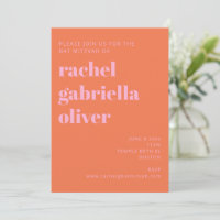 Bold Typography Pink and Orange Modern Bat Mitzvah