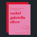 Bold Typography Pink and Red Modern Bat Mitzvah Invitation<br><div class="desc">Bold Typography Bright Pink and Red Modern Bat Mitzvah Invitation</div>