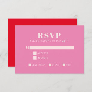 Bold Typography Pink and Red Modern Bat Mitzvah RSVP Card