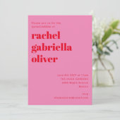 Bold Typography Pink and Red Modern QUINCEAÑERA Invitation (Standing Front)