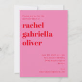Bold Typography Pink and Red Modern QUINCEAÑERA Invitation (Front)