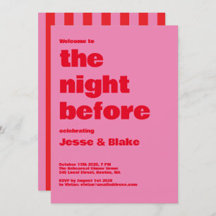 Bold Typography, Pink and Red Wedding Invitation
