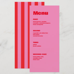 Bold Typography, Pink and Red Wedding Menu
