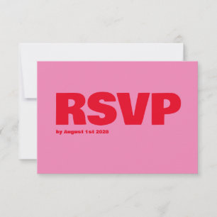 Bold Typography, Pink and Red Wedding RSVP Card