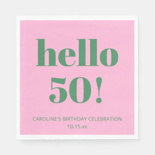 Bold Typography Pink Green Modern 50th Birthday Napkin