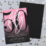 Bold Typography Pink Modern 50th Birthday Invitation<br><div class="desc">Celebrate fifty years in style with this modern bright pink 50th birthday party invitation. The design features a large black "50" across most of the card, with a handwritten script-style white "Fifty" layered over it for a bold, contemporary look. The party details sit neatly at the bottom in a clean...</div>