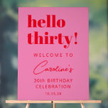 Bold Typography Pink Red Modern Birthday Welcome Acrylic Sign<br><div class="desc">Celebrate in style with this vibrant pink acrylic birthday sign! Featuring bold typography in red and a playful modern design, this sign is perfect for a 30th birthday celebration. The sleek acrylic finish adds a sophisticated touch, making it ideal for party entrances, photo backdrops, or gift tables. A fun and...</div>