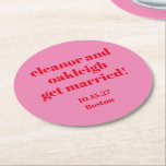 Bold Typography Pink Red Modern Wedding Custom Round Paper Coaster<br><div class="desc">Bold Typography Bright Pink and Red Modern Wedding Custom Round Paper Coaster</div>
