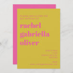 Bold Typography Pink Yellow Modern Bat Mitzvah Invitation<br><div class="desc">Bold Typography Bright Pink and Yellow Modern Bat Mitzvah Invitation</div>