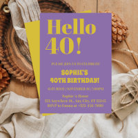 Bold Typography Purple Modern 40th Birthday Party 