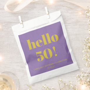 Bold Typography Purple Yellow Modern Birthday Favour Bags