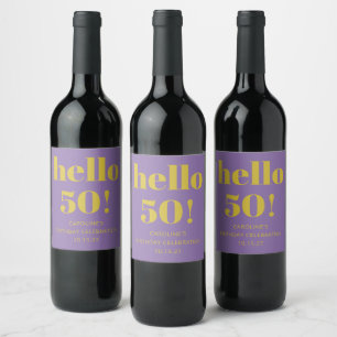 Bold Typography Purple Yellow Modern Birthday Wine Label
