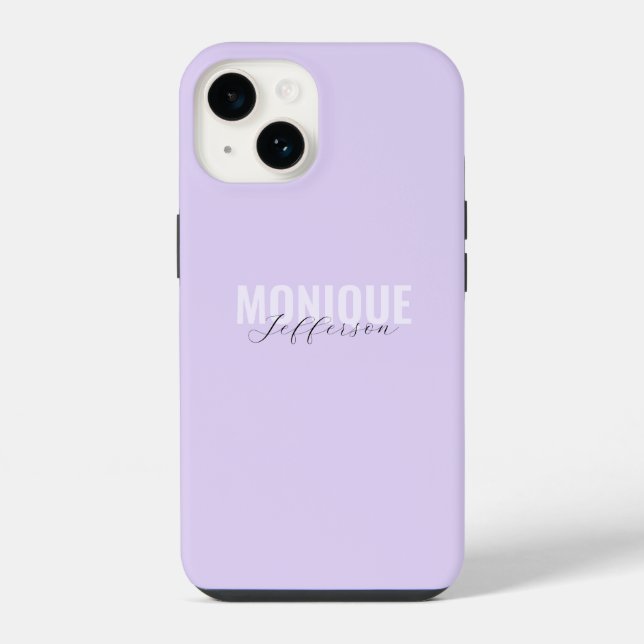 Bold Typography & Script Lilac Lavender Monogram iPhone Case (Back)
