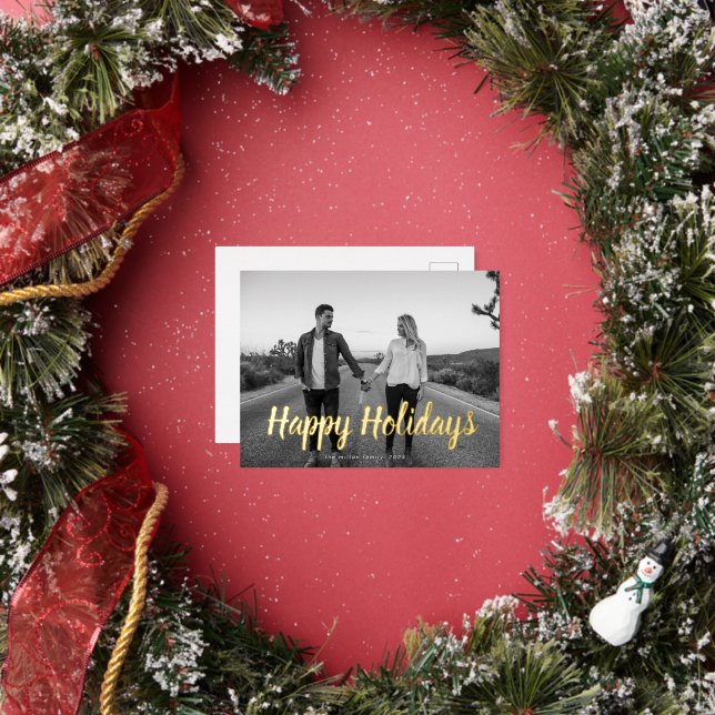 bold typography script photo happy holiday card (Insitu)