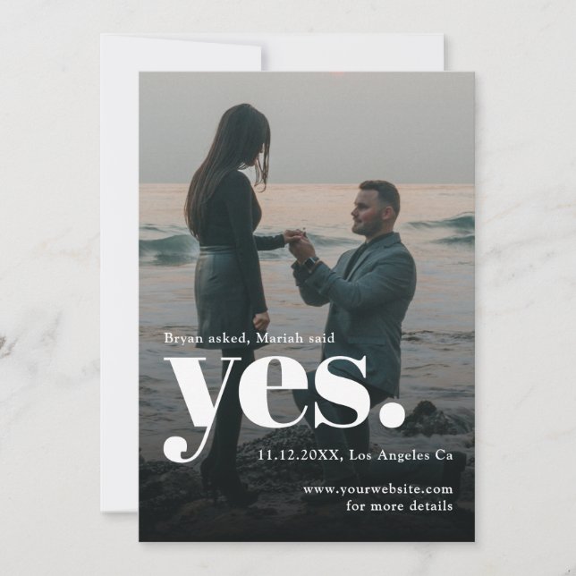 Bold Typography She Said Yes Engagement Party  Invitation (Front)