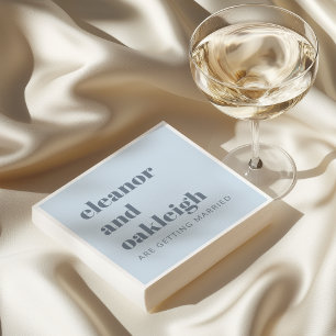 Bold Typography Simple Soft Blue Modern Wedding Napkin