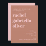 Bold Typography Terracotta and Pink Bat Mitzvah Invitation<br><div class="desc">Modern and simple bat mitzvah invitation with bold typography in terracotta and pink.</div>