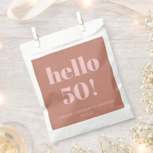 Bold Typography Terracotta Blush Modern Birthday Favour Bags