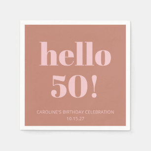 Bold Typography Terracotta Blush Modern Birthday Napkin
