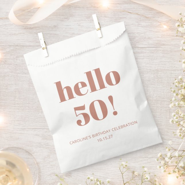 Bold Typography Terracotta Modern 50th Birthday  Favour Bags (Clipped)