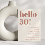 Bold Typography Terracotta Modern 50th Birthday  Invitation<br><div class="desc">Bold Typography Modern 50th Birthday Party Invitation in Terracotta and Ivory</div>