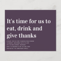 Bold Typography Thanksgiving Dinner Invitation