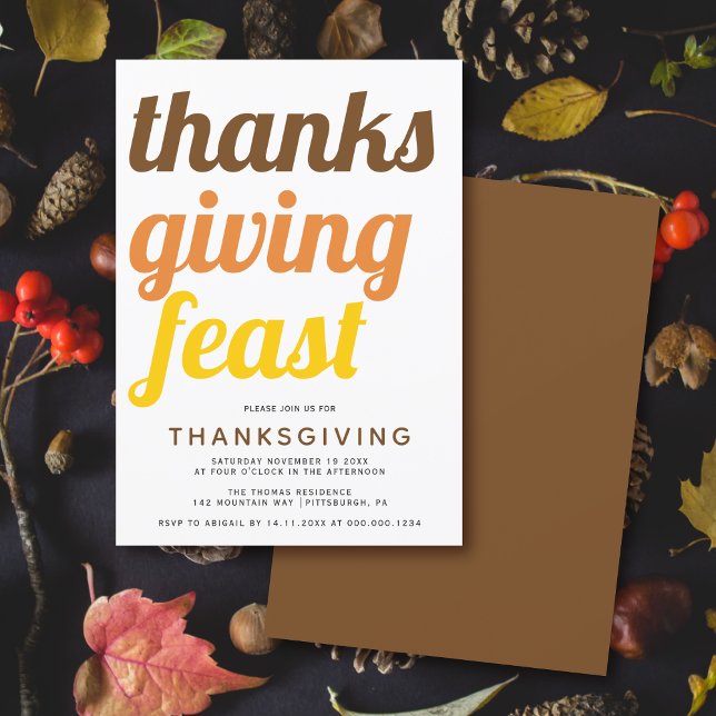 Bold typography Thanksgiving fall colour Invitation (Creator Uploaded)