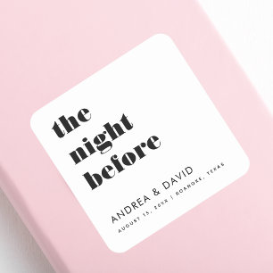 Bold Typography The Night Before Rehearsal Dinner Square Sticker