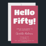 Bold Typography Viva Magenta Modern 50th Birthday Invitation<br><div class="desc">Bold Typography viva magenta and white Modern 50th Birthday Invitation. Celebrate your 50th birthday in style.</div>