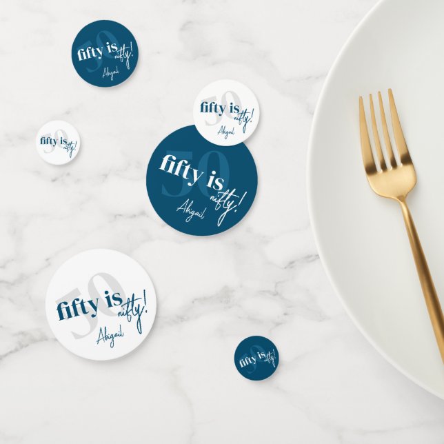 Bold Typography w/ Calligraphy 50th Birthday Party Confetti (Group)