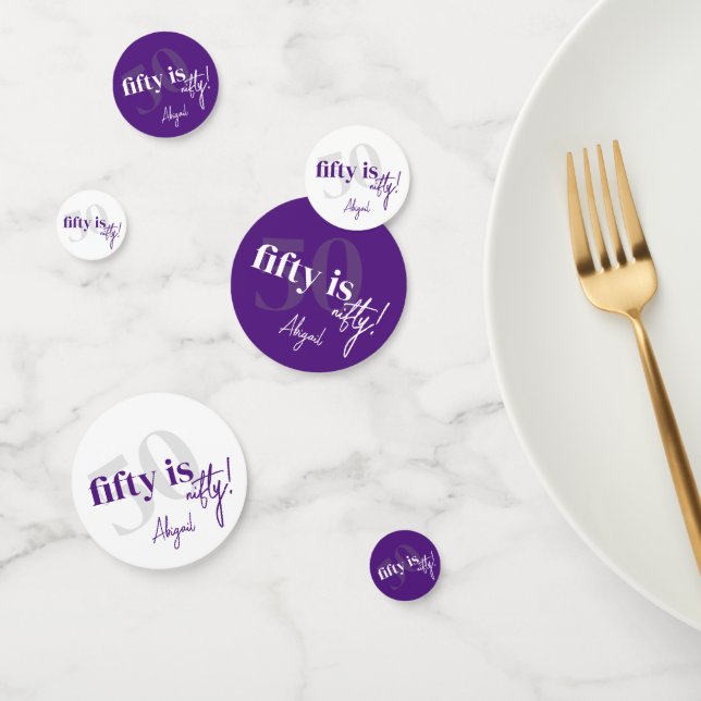 Bold Typography w/ Calligraphy 50th Birthday Party Confetti (Group)