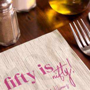 Bold Typography w/ Calligraphy 50th Birthday Party Napkin