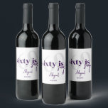 Bold Typography w/ Calligraphy 60th Birthday Party Wine Label<br><div class="desc">Bold typography with calligraphy 60 is sexy birthday party drink labels in black and white.  All text is completely customisable and matches our other 60 is nifty products.</div>