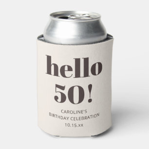 Bold Typography Warm Brown Modern 50th Birthday  Can Cooler