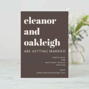 Bold Typography Warm Brown Modern Wedding Invitation