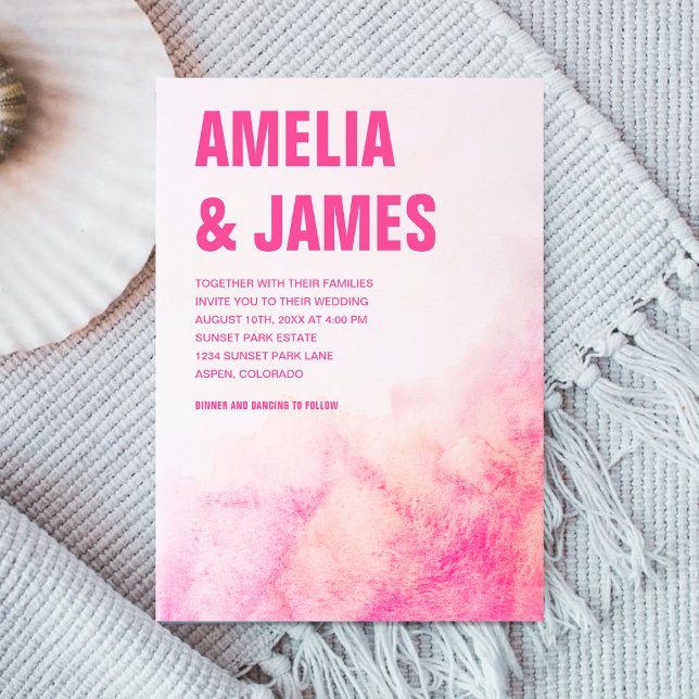Bold Typography Watercolor Ombre Blush Pink  Invitation (Creator Uploaded)