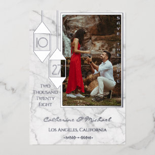 Bold Typography White Marble Photo Minimal