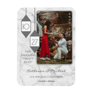 Bold Typography White Marble Photo Minimal Magnet