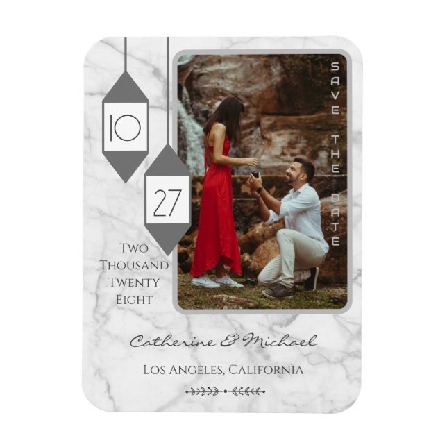 Bold Typography White Marble Photo Minimal  Magnet (Vertical)