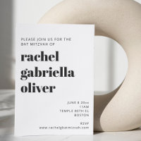 Bold Typography White Modern Bat Mitzvah