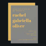 Bold Typography Yellow and Grey Bat Mitzvah  Invitation<br><div class="desc">Bold Typography Yellow and Grey Modern Bat Mitzvah Invitation</div>