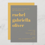 Bold Typography Yellow and Grey Bat Mitzvah  Invitation<br><div class="desc">Bold Typography Yellow and Grey Modern Bat Mitzvah Invitation</div>